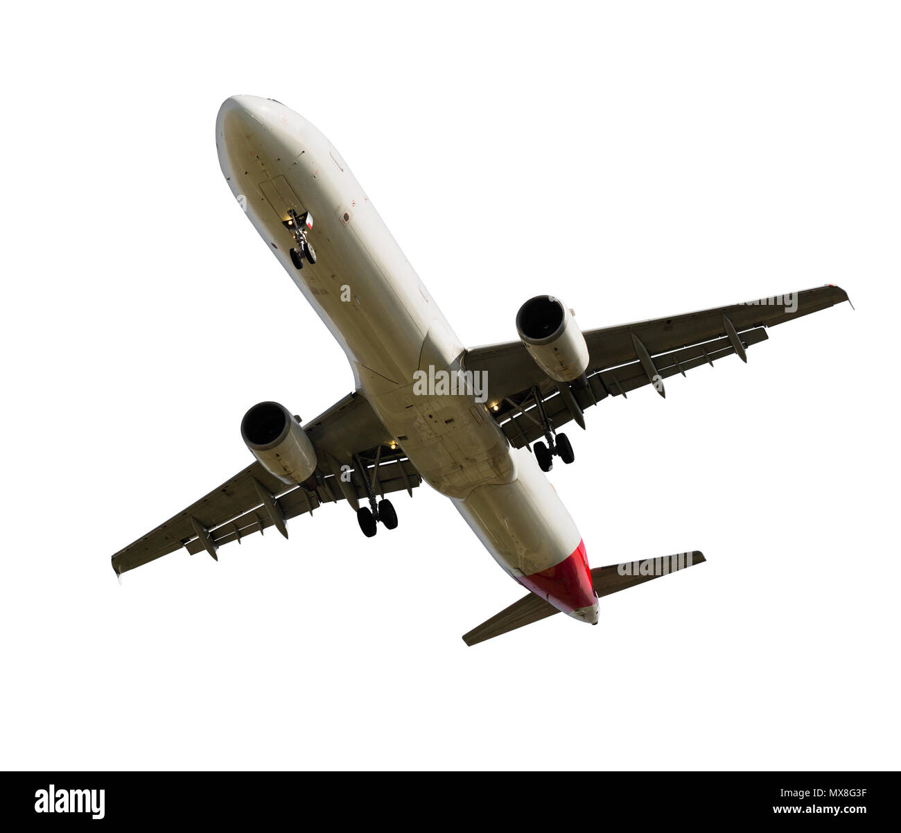 Avion de passagers isolé sur fond blanc Banque D'Images