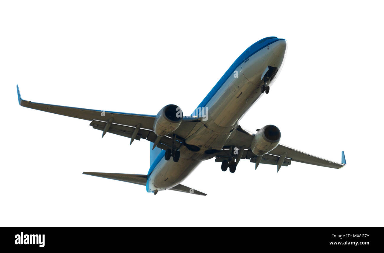 Grand avion de passagers isolé sur fond blanc Banque D'Images