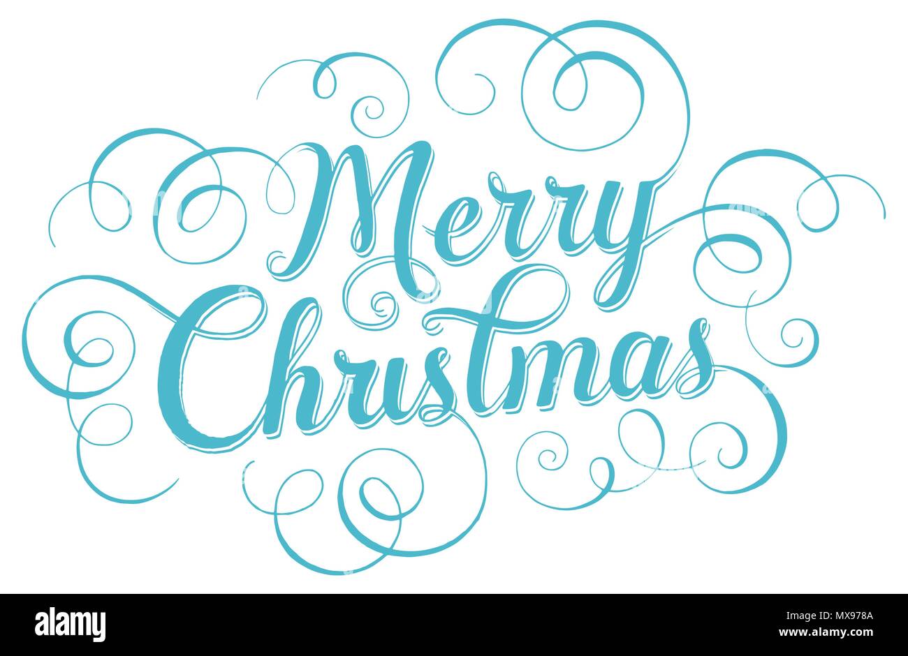 Lettrage bleu Joyeux Noël pour carte de vœux sur fond blanc. Vector illustration. Illustration de Vecteur
