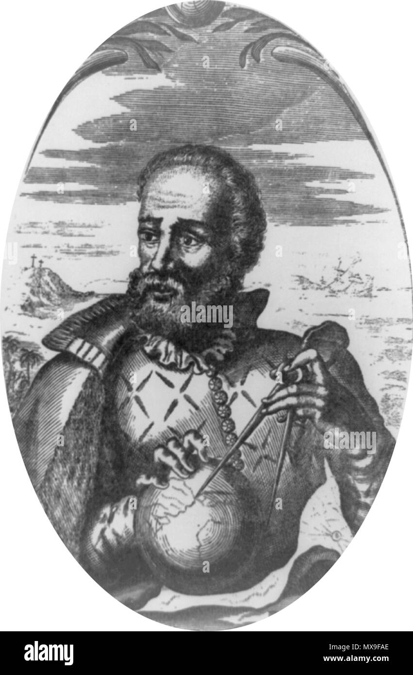 . Português : Fernão de Magalhães, navegador e explorador português. Anglais : Ferdinand Magellan, explorateur maritime Portugaise. publié 1886. inconnu, voir la source pour des détails 387 Magellan dans la narration et l'histoire critique d'Amérique Banque D'Images
