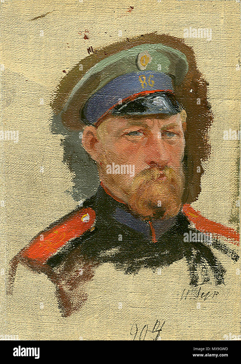 . Portrait de soldat 86-ème régiment Wilmanstrand . 1904. Gurjev GuriewI 258 Ivan Petrovitch-Wilmanstrandez Banque D'Images
