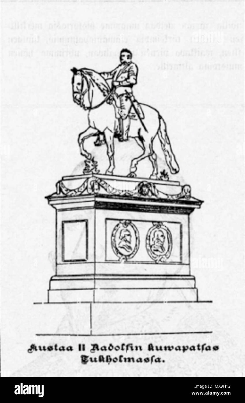 . Svenska : Teckning Gustav II Adolf av staty i Göteborg. 1894. Gustav II Adolf inconnu 259 staty i Stockholm Banque D'Images