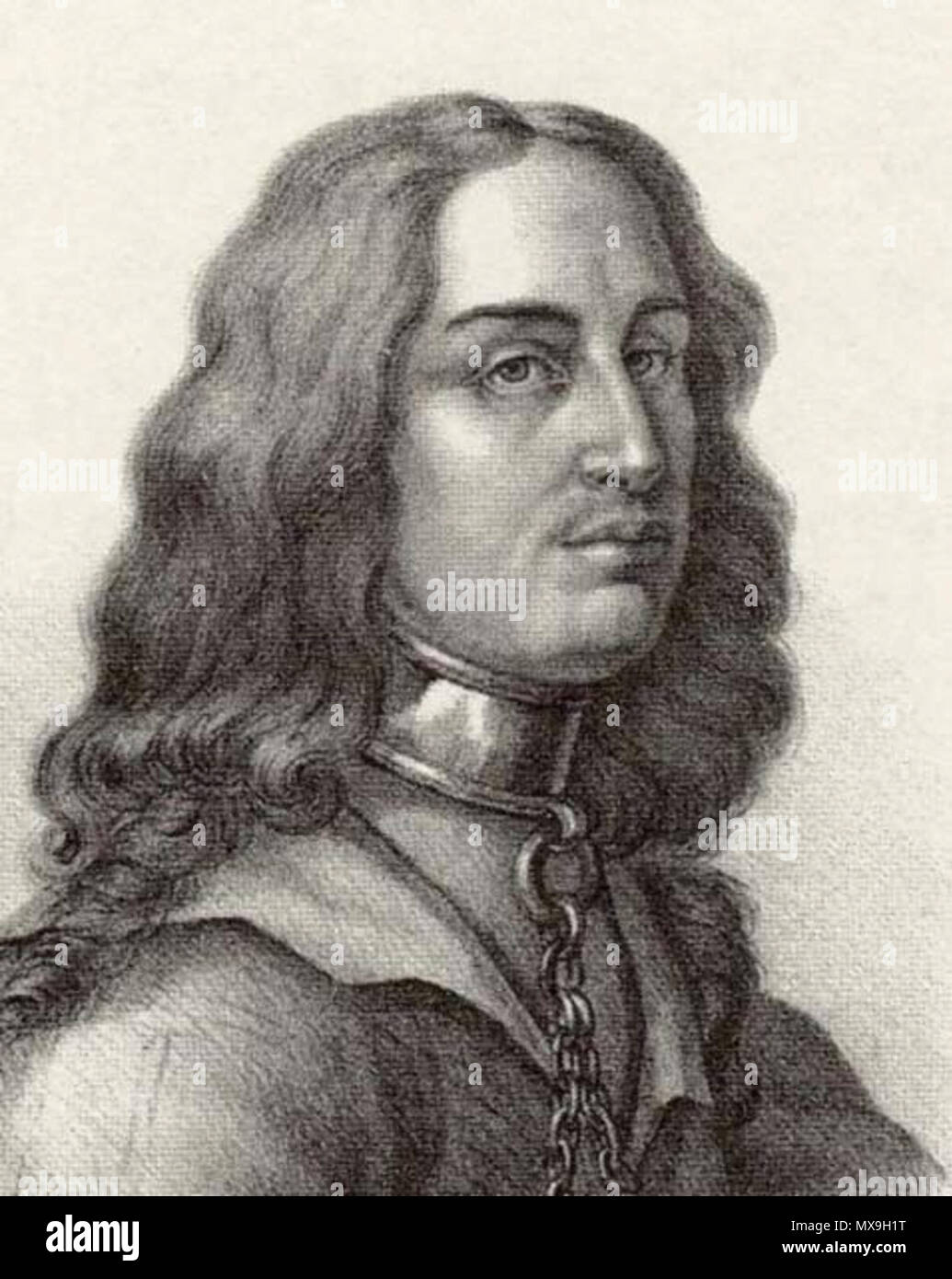 . Portrait d'un homme inconnu, qui a été estimé à une époque, d'être fondée sur une ressemblance de contemporain fr:Prince Gustave de Suède (1568-1607), fils du roi Eric XIV. vers 1880. J. S. Salmson, à partir d'une peinture du 17ème siècle par l'artiste Cour sv:Abraham Wuchters 259 Gustave de Suède (1568) portrait présumé c 1880 par J. S. Salmson Banque D'Images