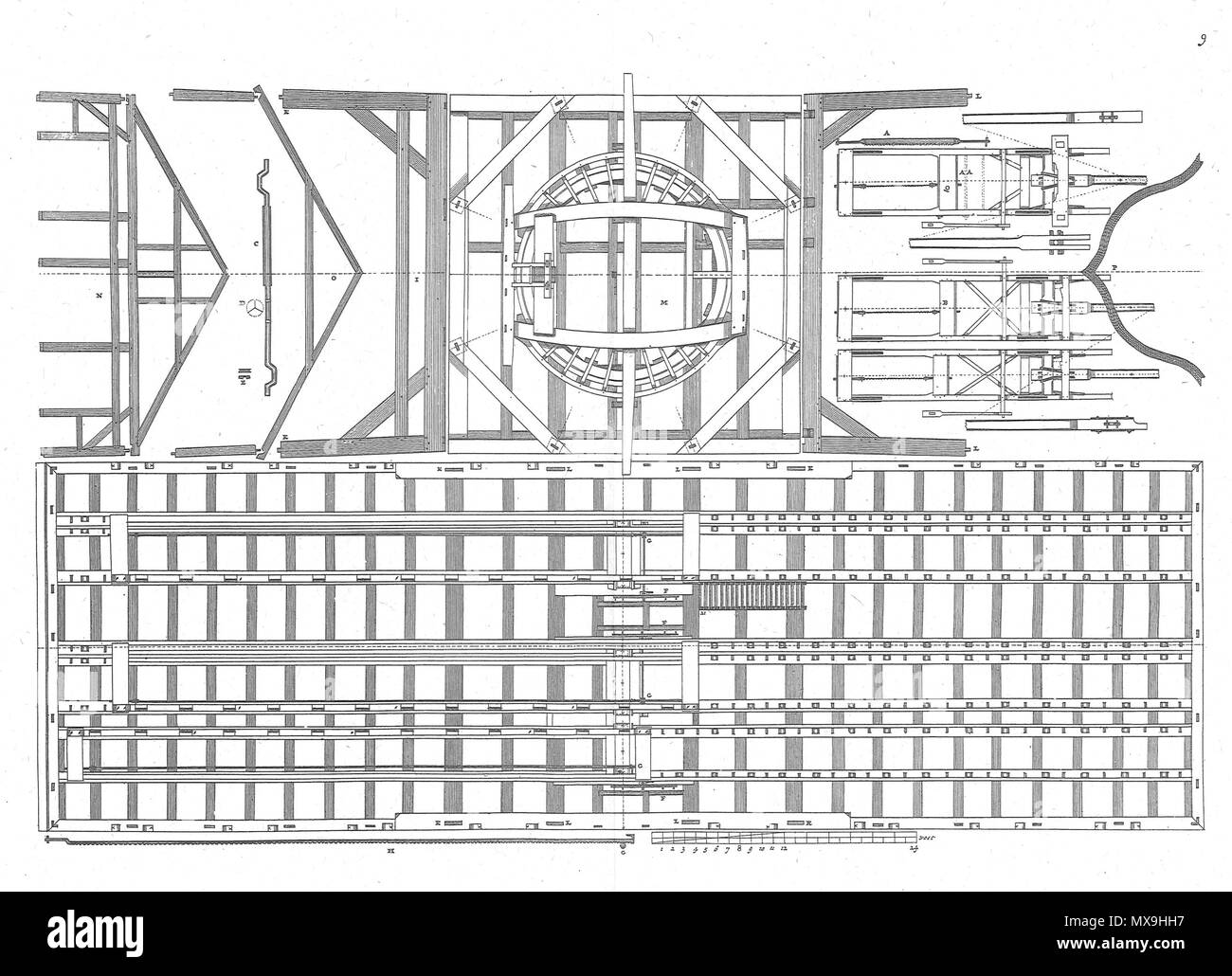 . Nederlands : Groot volkomen deel 3 moolenboek plaat 9 : carte van een houtzaagmolen . 7 août 2014, 14:04:21. Pieter Linperch3Gvm 261 p17 Banque D'Images