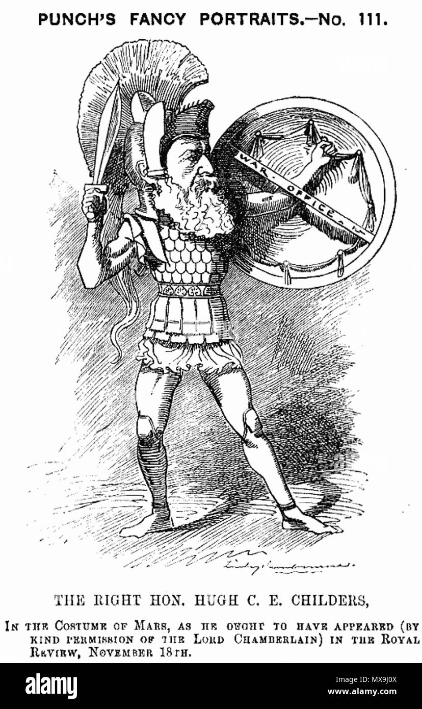 . Caricature représentant Ministre britannique de la guerre Hugh Childers. 1882. Edward Linley Sambourne. 269 Hce childers cartoon Banque D'Images
