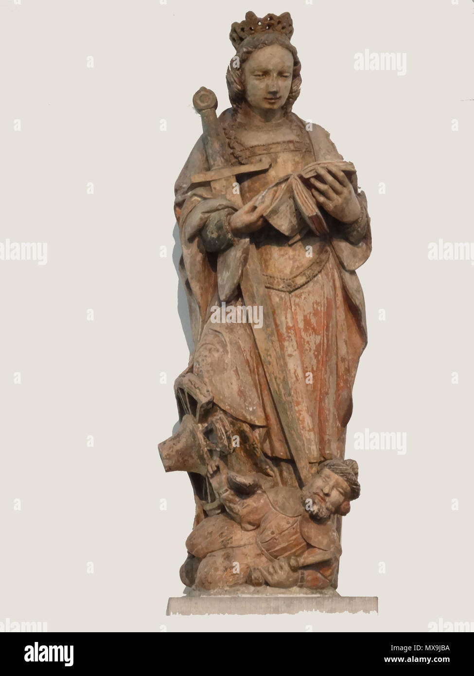 . Néerlandais : Gepolychromeerd zandstenen beeld van de heilige Catharina, beeld afkomstig uit Noord-Frankrijk . vers commencer 16e eeuw. 270 Inconnu Heilige Catharina museum Gouda Banque D'Images