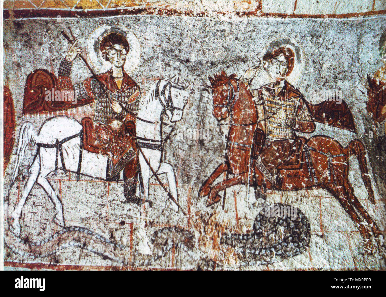 . Ss. George et Théodore d'Amasea, tuer le dragon. c.XIIc.. anonimous Georgy 241 capp Banque D'Images