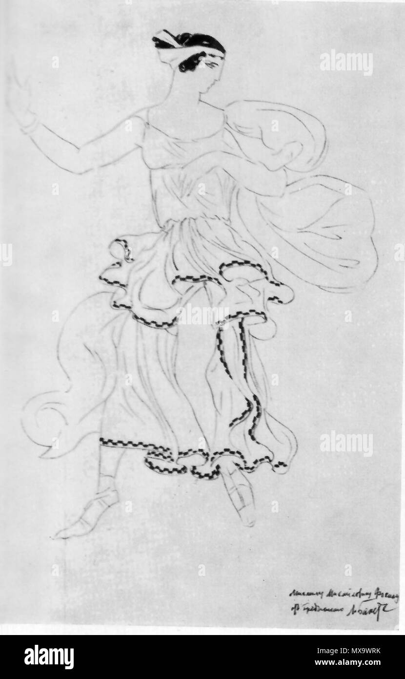 . Греческого костюма Рисунок. 1907-8 ( ?) . Août 1907. Bakst 254 costume grec par L. Bakst Banque D'Images