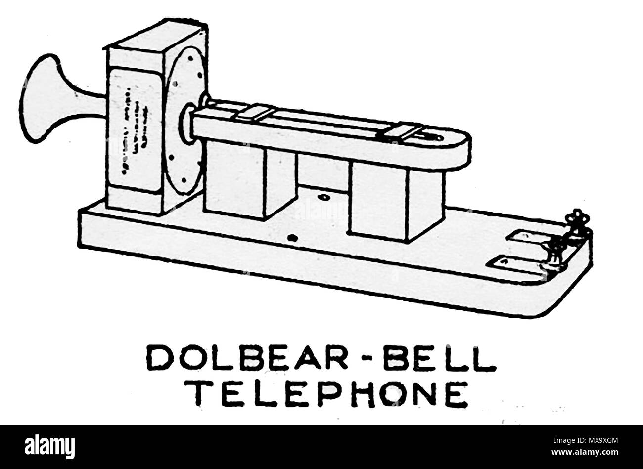 L'équipement téléphonique au début de 1930 - illustration d'un Dolbear-Bell appareil téléphonique Banque D'Images