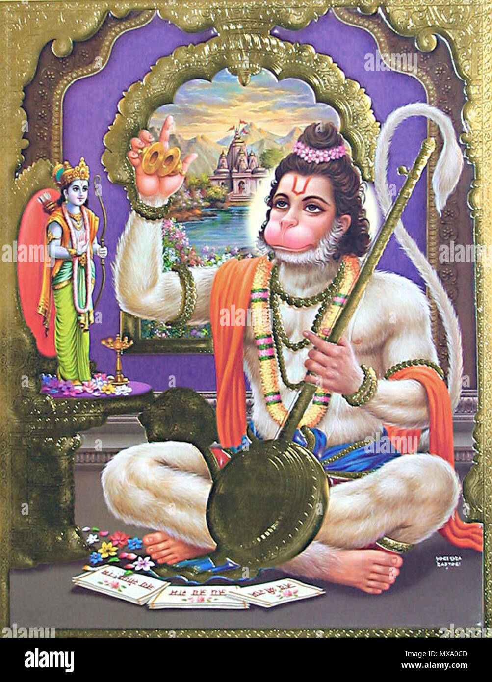 . Un calendrier l'affiche par Yogendra Rastogi . Date inconnue. Yogendra Rastogi 267 chant Hanuman Banque D'Images