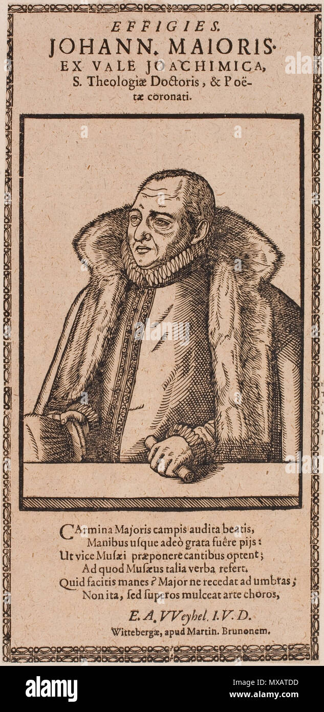 . Deutsch : Johann Major (1533-1600), Einblattdruck . vers 1580. Lucas Cranach d. J. 319 Johann Major (Cranach) Banque D'Images