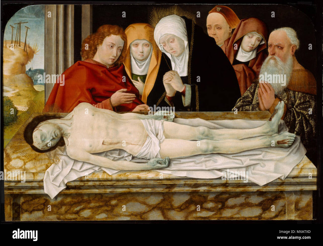 . Peinture à l'huile de la mise au tombeau . Entre 1500 et 1506. Master de Cologne 191 Tombeau Art Institute Chicago Cologne Banque D'Images