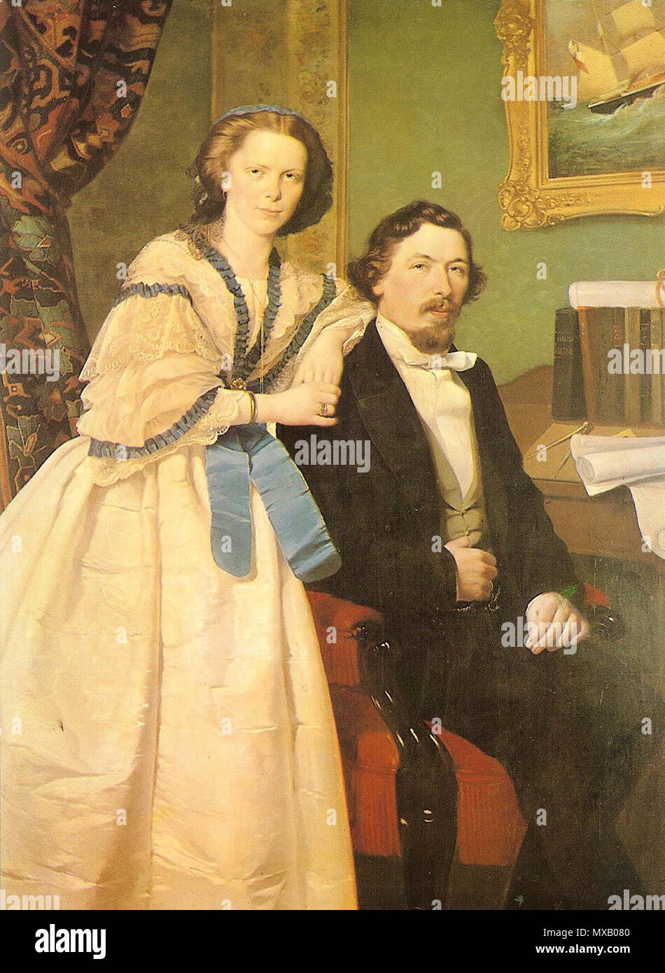 . Anglais : Adolph Diedrich Kindermann : Schiffszimmermeister Meyer und seine Frau 1860 Lübeck, INv.-Nr. 1918/96 . 1860. Adolph Diedrich Kindermann (1823-1892) Description peintre et photographe portrait Allemand Date de naissance/décès 23 Avril 1823 16 septembre 1892 Lieu de naissance/décès Lübeck Hambourg contrôle d'autorité : Q365303 : 172636186 VIAF ULAN : 500149788 GND : 1148849122 341 KindermannMeyer Banque D'Images