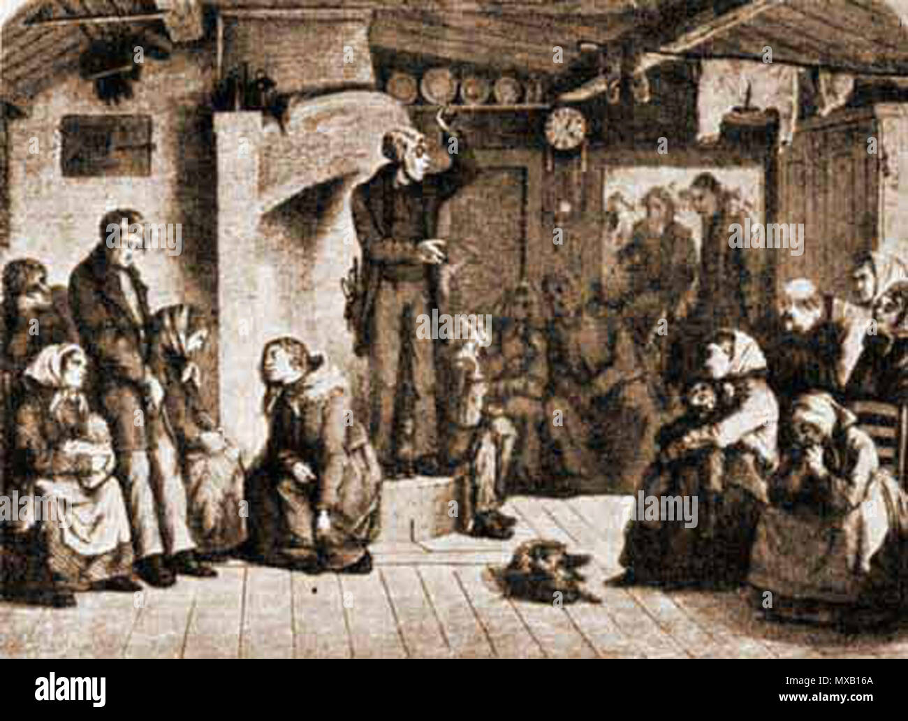 . Un colporteur dans une cabine en Småland, en Suède. Dessin dans 'Ny Illustrerad Tidning (des) 1865-1900. . Kolportor 345 inconnu Banque D'Images