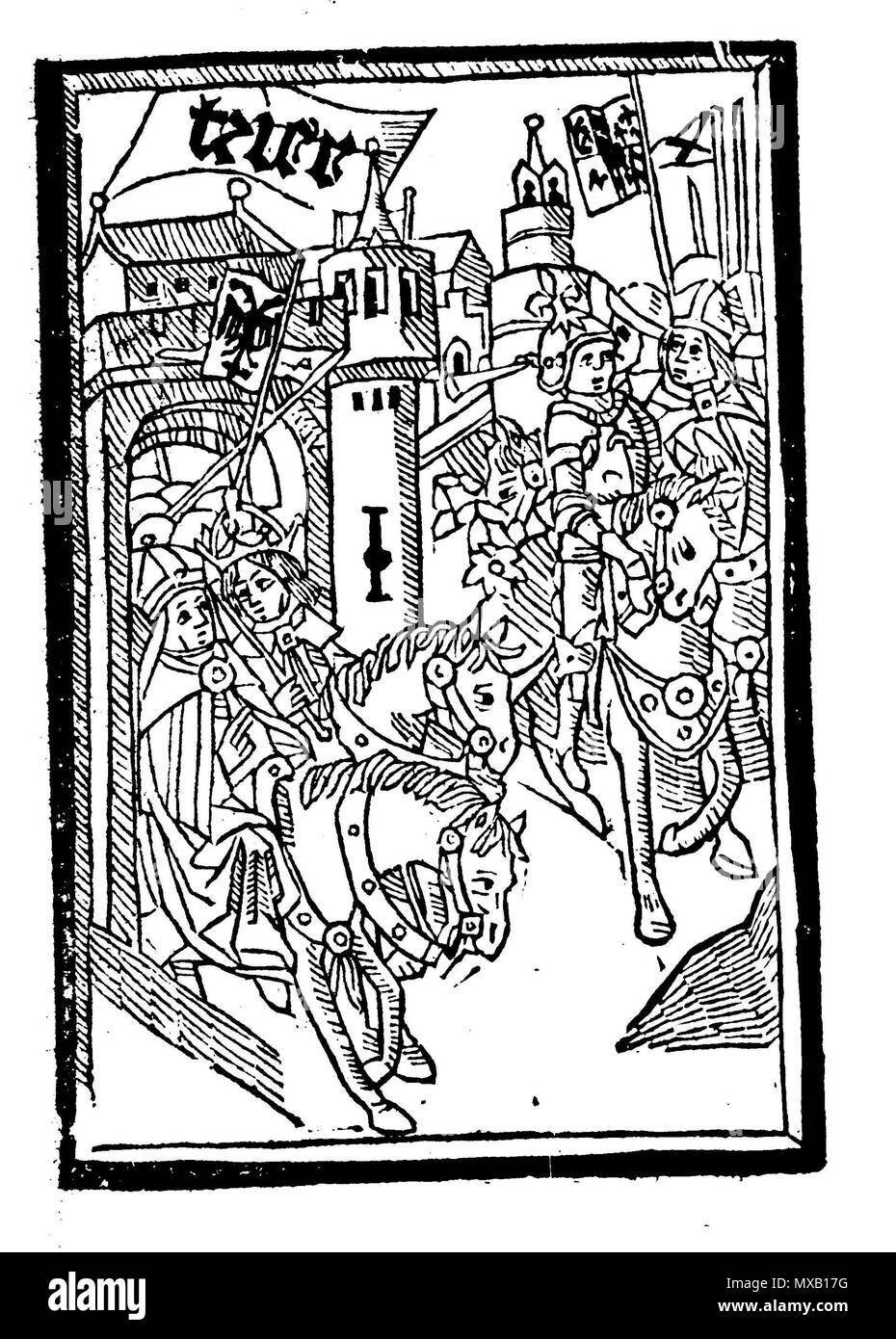 . Komst van Keiser Frederyck te Trier - Druck (Gouda ?) . vers 1484. Ce fichier n'est pas informations sur l'auteur. 345 KOMST trier 1 Banque D'Images