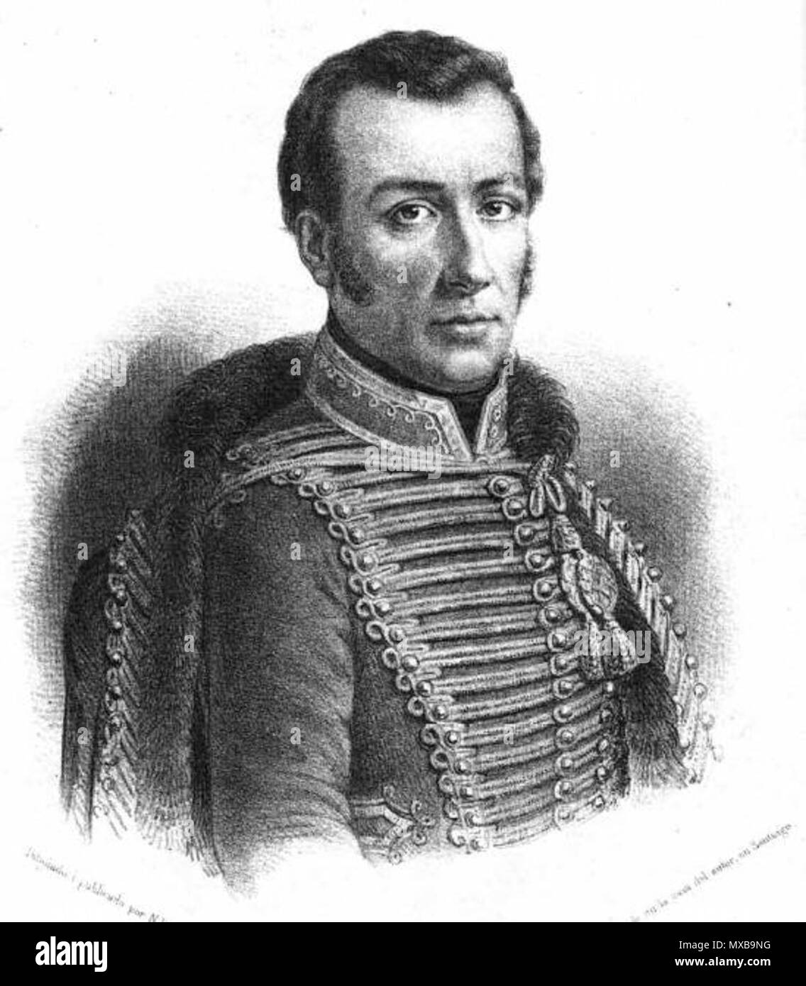 . Anglais : portrait posthume du général chilien José Miguel Carrera Español : Retrato del póstumo chileno général José Miguel Carrera . 1854. Narciso Desmadryl (1801 - 1890) 324 Jose Miguel Carrera Banque D'Images