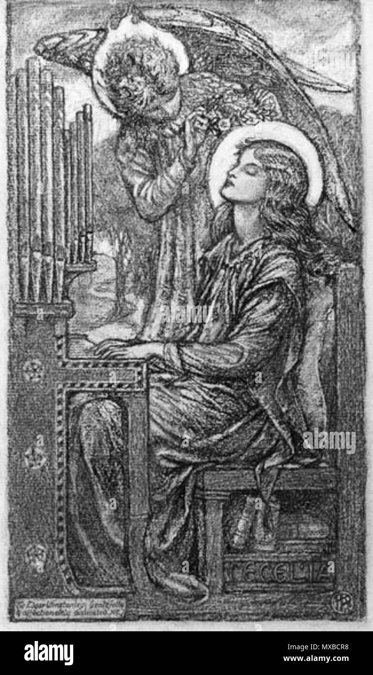 . Sainte Cécile jouant de l'orgue. Dessin à la craie, 30,5 x 17,2 cm. en 1934. Karl Parsons (1884-1934) 336 Karl Parsons Sainte Cécile jouant de l'Orgue Banque D'Images