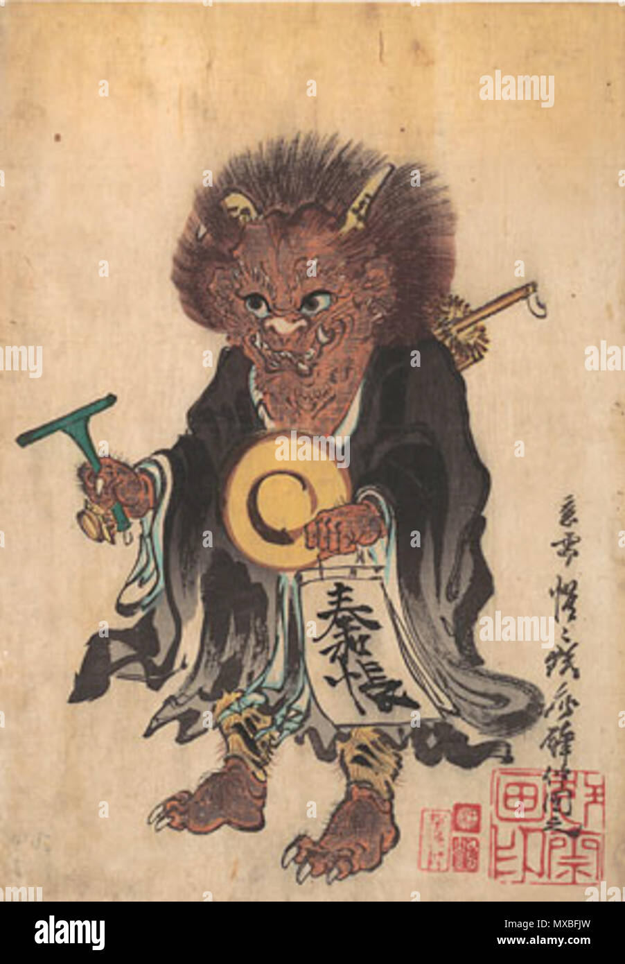 351 Kyosai Oni dans la robe de prêtre Banque D'Images