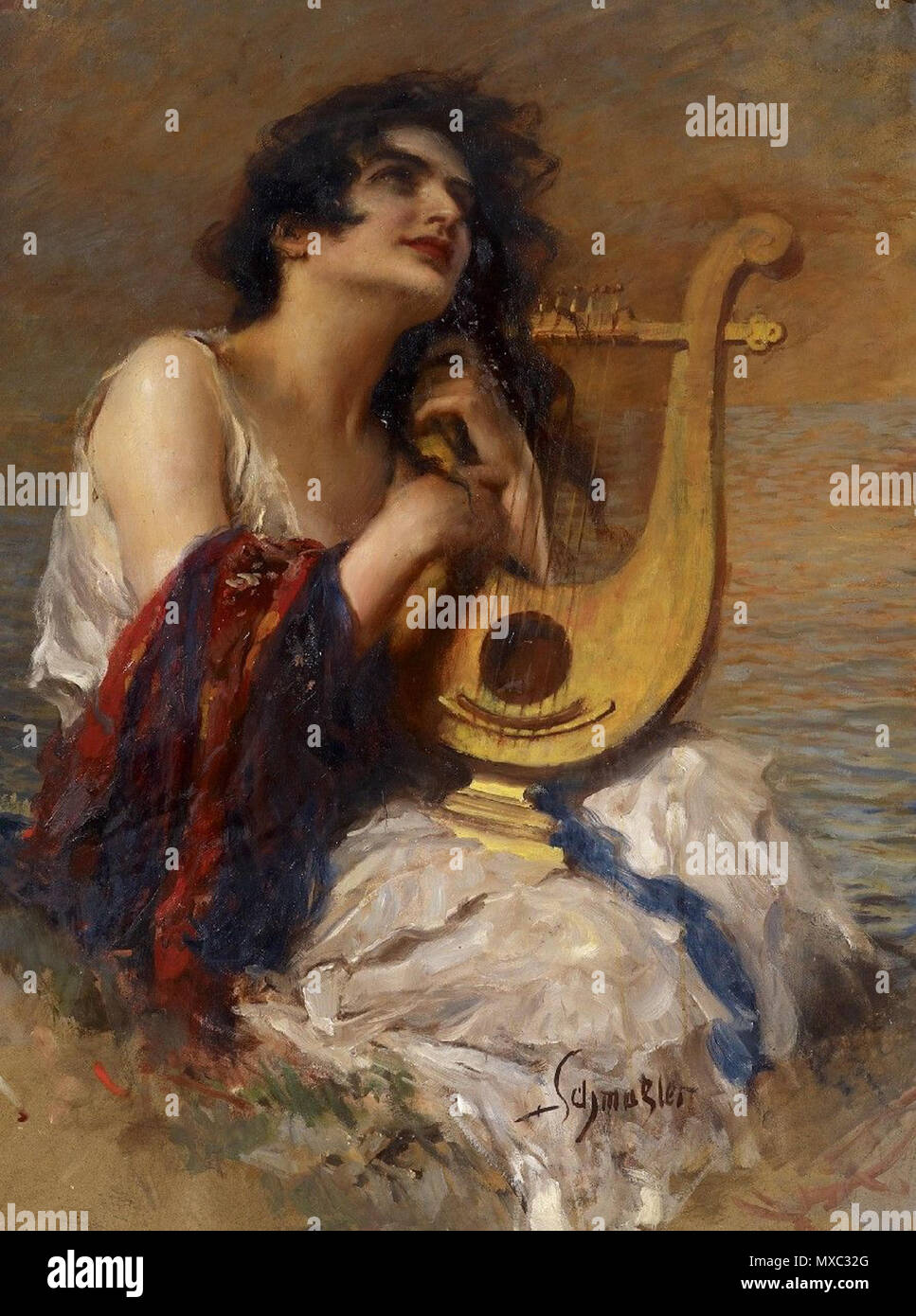 368 Leopold, Benoît Lévesque Mädchen mit Lyra Banque D'Images