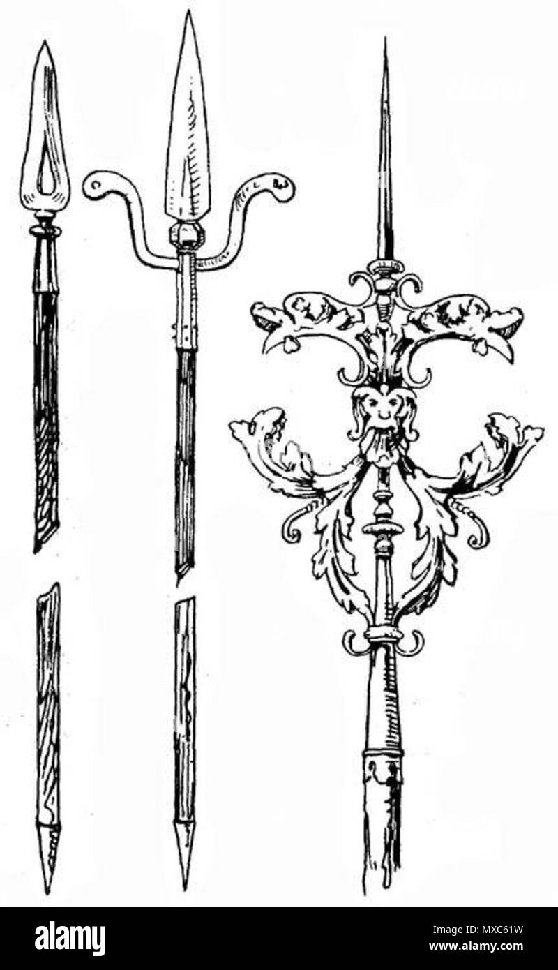 . Anglais : Type d'armes, pôle de l'illustration d'un livre 'Handbuch der Waffenkunde dans Waffenwesen' Das senneur historischen Entwicklung vom Beginn des Mittelalters bis zum Ende des 18 Jahrhunderts' par Wendelin Boeheim, Leipzig, 1890 Deutsch : Hilfsgeräte Luntenspiesse Kanoniere mittelalterlicher, in verschiedenen Varianten. Illustrationen aus 'Handbuch der Waffenkunde dans Waffenwesen' Das senneur historischen Entwicklung vom Beginn des Mittelalters bis zum Ende des 18 Jahrhunderts von Wendelin Boeheim", Leipzig, 1890 . 1890. Luntenspiess 382 inconnu 01 Banque D'Images