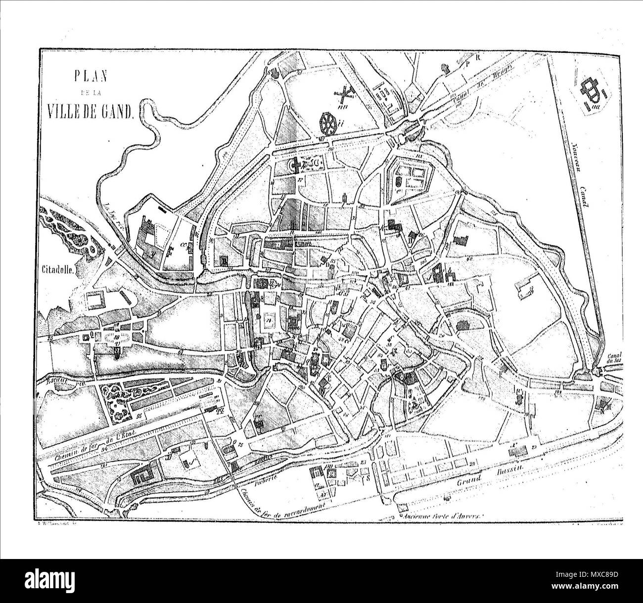 . Anglais : Site de Gand par Hoste, 1901 . Le 22 mars 2012. Hoste, 1901 393 Plan de Gand par Hoste, 1901 Banque D'Images