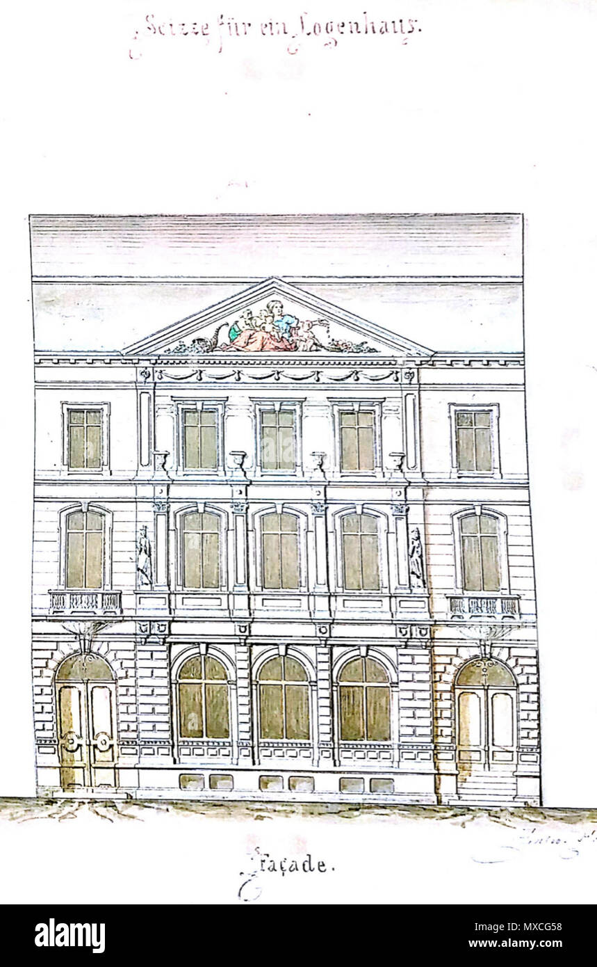 . Deutsch : Bild des ehemaligen Logenhauses Jhd 19vor . 1er janvier 1873. Archiv der loge 375 Logenentwurf Banque D'Images