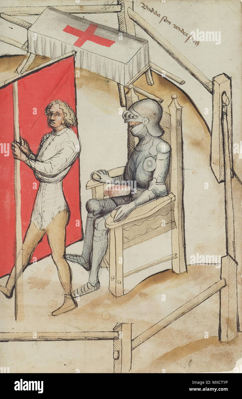 . Anglais : Le Ms.XIX.17-3 est un manuel d'escrime allemand créé par w:Hans Talhoffer quelque temps entre 1446 et la création de l'Thott manuscrit en 1459. L'original en ce moment repose dans la collection privée de la famille dans Königsegg-Aulendorf Königseggwald, Allemagne. Ce manuscrit pourrait avoir été commandé par le très Luithold von Königsegg qui est en vedette dans plusieurs des œuvres du Talhoffer. 6 octobre 2013, 15:36:18. w:Hans Talhoffer 431 Ms.XIX.17-3 11r Banque D'Images