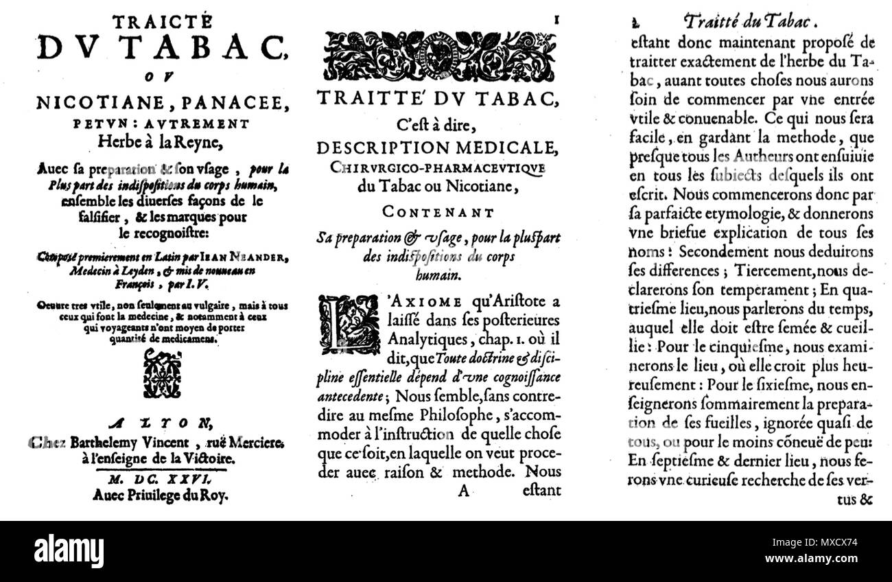 440 Neander-Traité du tabac ou Banque D'Images