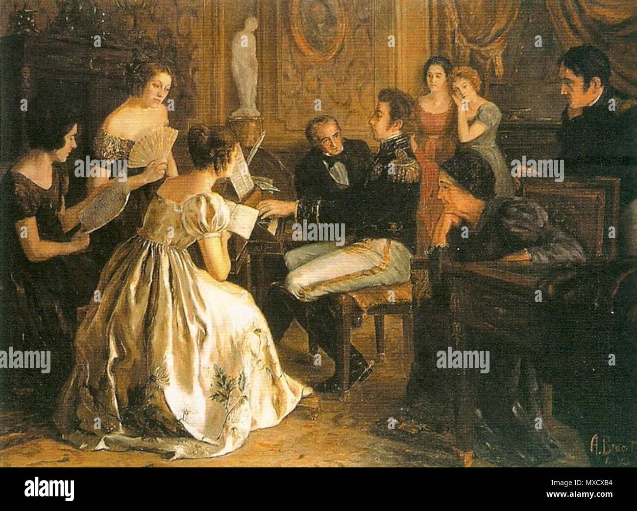 . Português : Primeiros fils n'Hino da Independência . Português : O Imperador Dom Pedro I do Brasil o compondo Hino da Independência em 1822. . 1922. Créateur:Augusto Bracet (1881-1960) Dom Pedro 167 compondo hino da independencia Banque D'Images