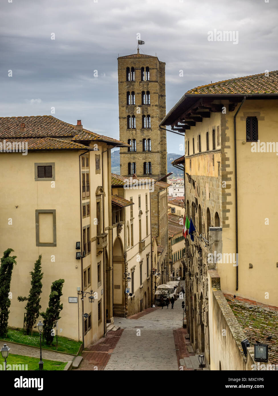 Les rues de Santa Maria della Pieve à Arezzo, Toscane Italie Banque D'Images