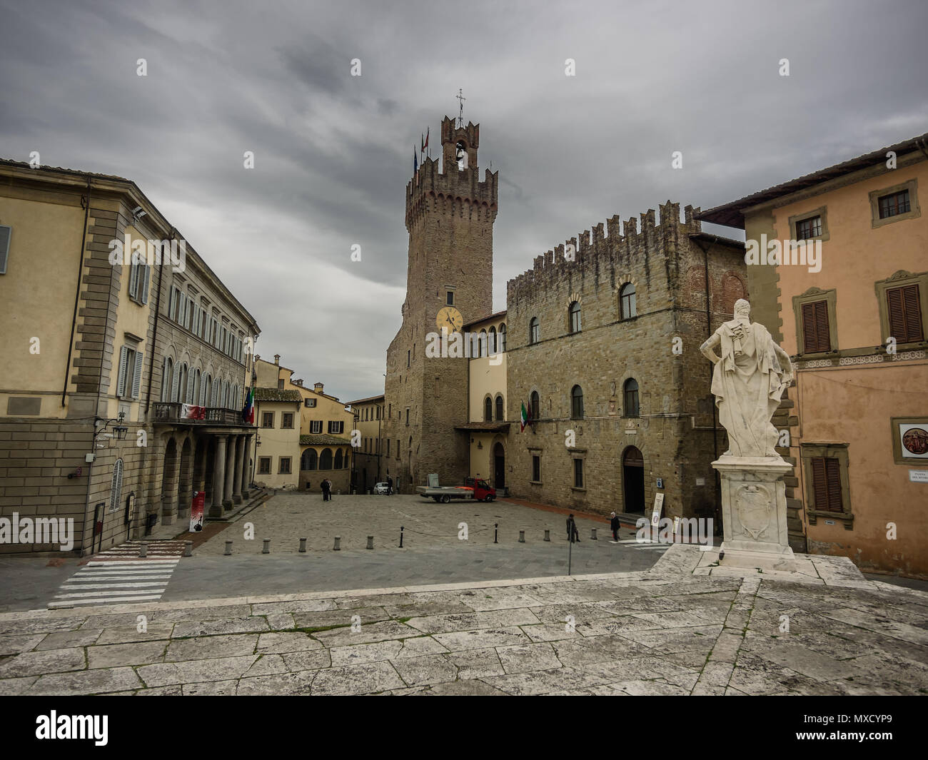 Palais Communal Rue à Arezzo, Toscane Italie Banque D'Images