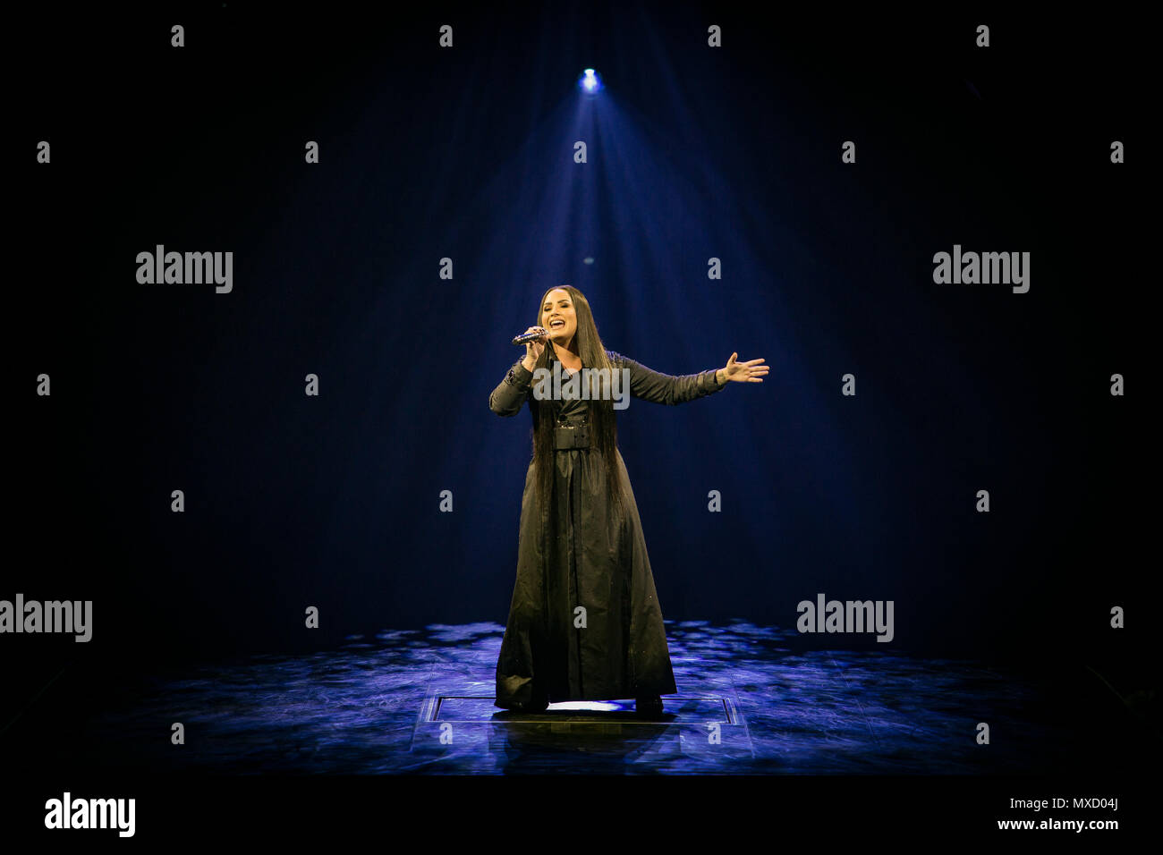 Norvège, Oslo - 1 juin 2018. Le chanteur, auteur-compositeur et musicien Demi Lovato effectue un concert live à Oslo Spektrum d'Oslo. (Photo crédit : Gonzales Photo - Tord Litleskare). Banque D'Images