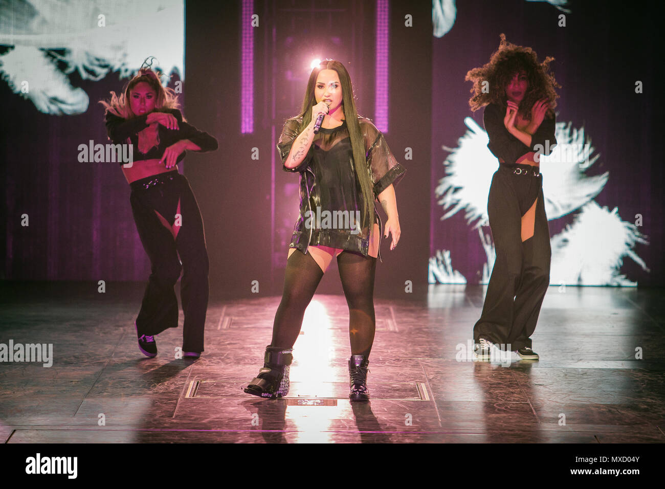Norvège, Oslo - 1 juin 2018. Le chanteur, auteur-compositeur et musicien Demi Lovato effectue un concert live à Oslo Spektrum d'Oslo. (Photo crédit : Gonzales Photo - Tord Litleskare). Banque D'Images