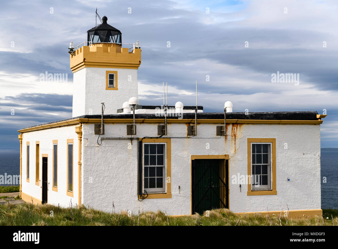 Le phare à Ducansby Head dans le Caithness, en Écosse. Port le plus loin par la route à partir de la fin des terres sur le continent britannique. 20 Mai 2018 Banque D'Images