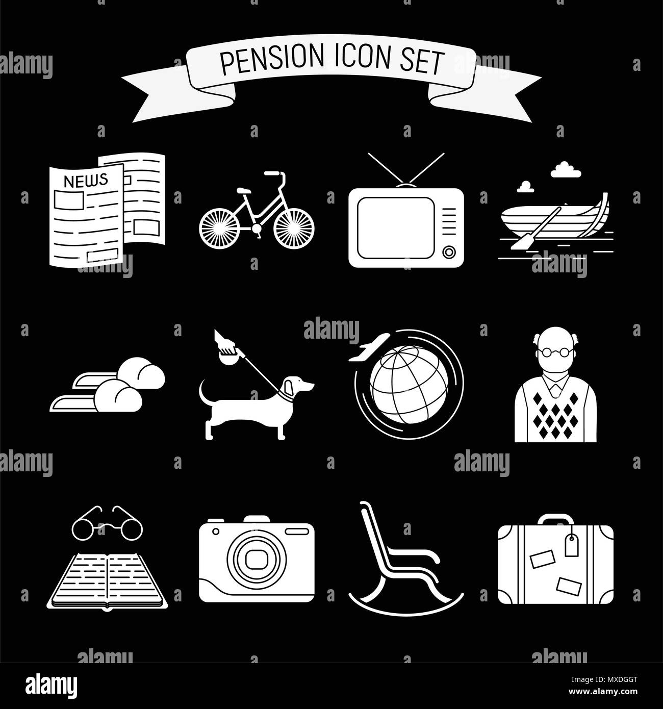 Pension icons set Banque D'Images