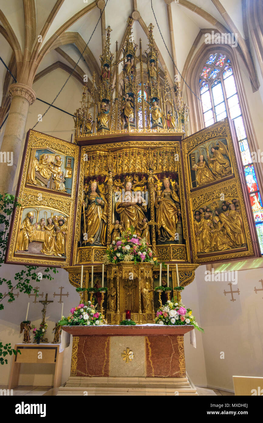 Hallstatt : Église catholique Maria am Berg, Marienaltar Marien (autel) en Autriche, Niederösterreich, Autriche supérieure, Salzkammergut Banque D'Images