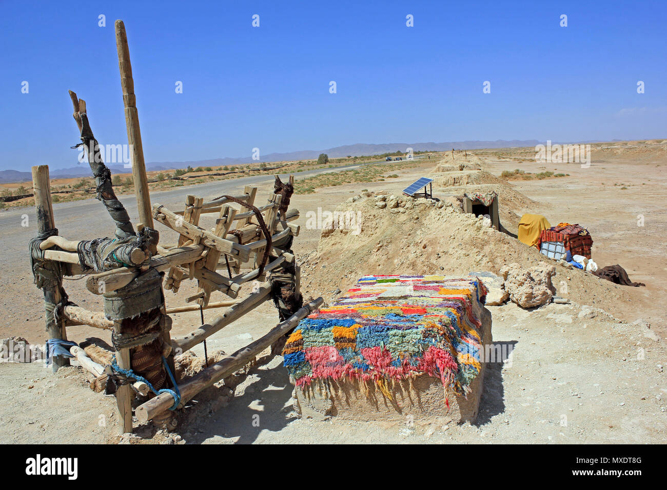 Les puits de Khettaras, près d'Erfoud, Maroc Banque D'Images