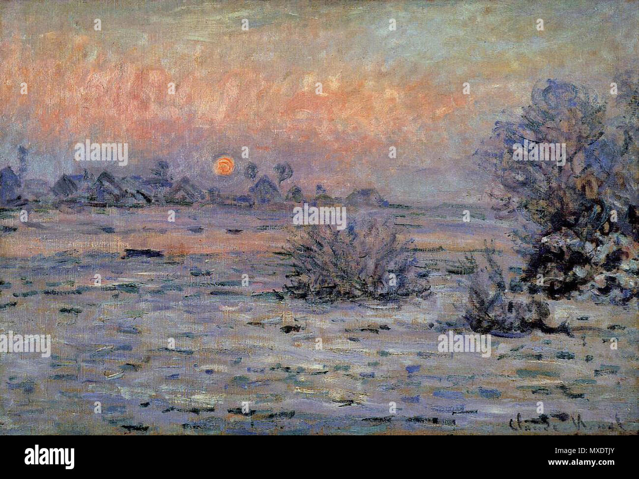 . English : Soleil d'hiver à Lavacourt, Claude Monet 2007, huile sur toile, 55 x 81 cm, Musée d'art moderne André Malraux, Le Havre, France. . Entre 1879 et 1880. Claude Monet 422 Monet-Hiver Lavacourt-Le--Havre Banque D'Images