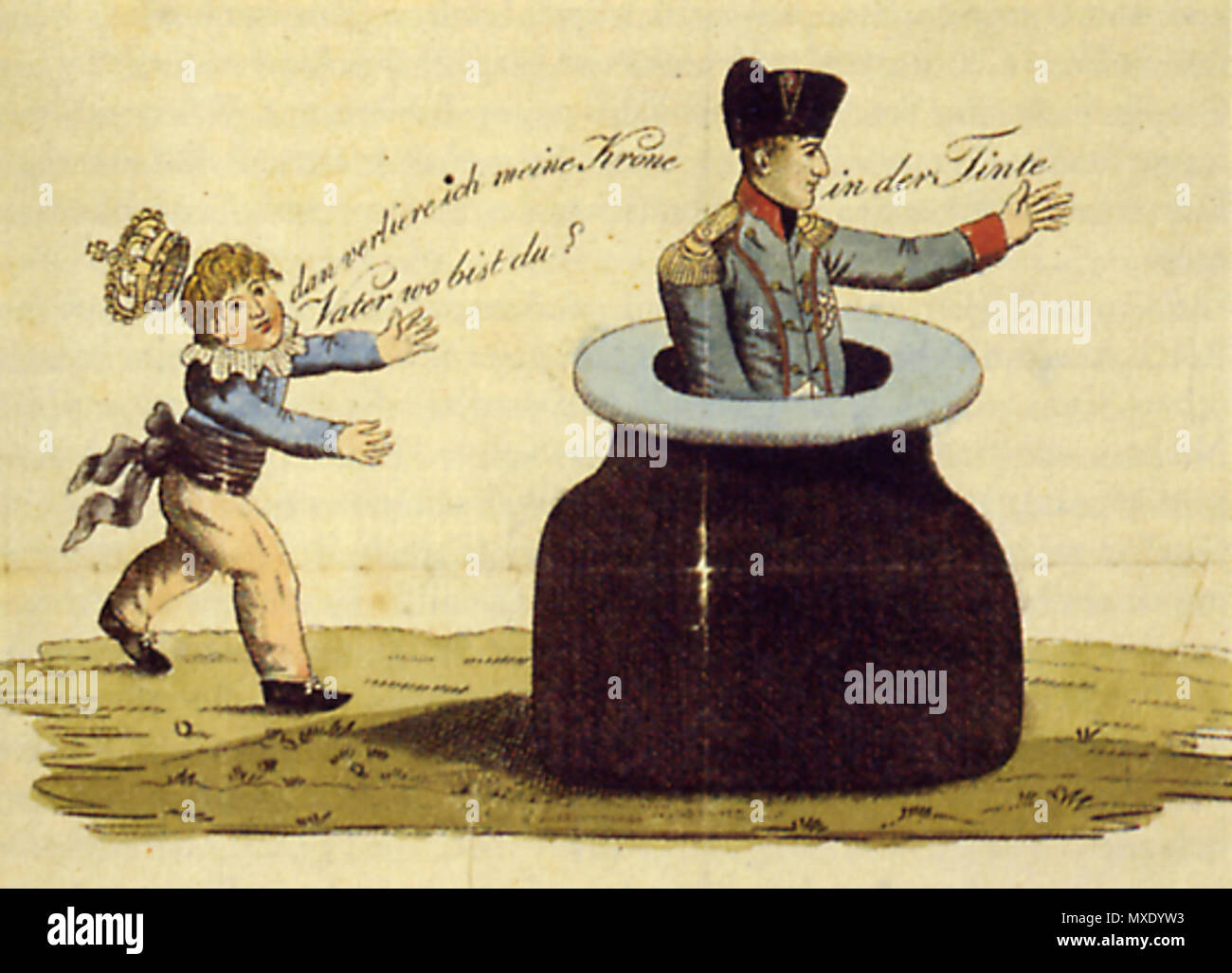 . Napoléon en allemand : der Tinte . allemand contemporain caricature . Inconnu 438 Napoléon - en-der-Tinte Banque D'Images