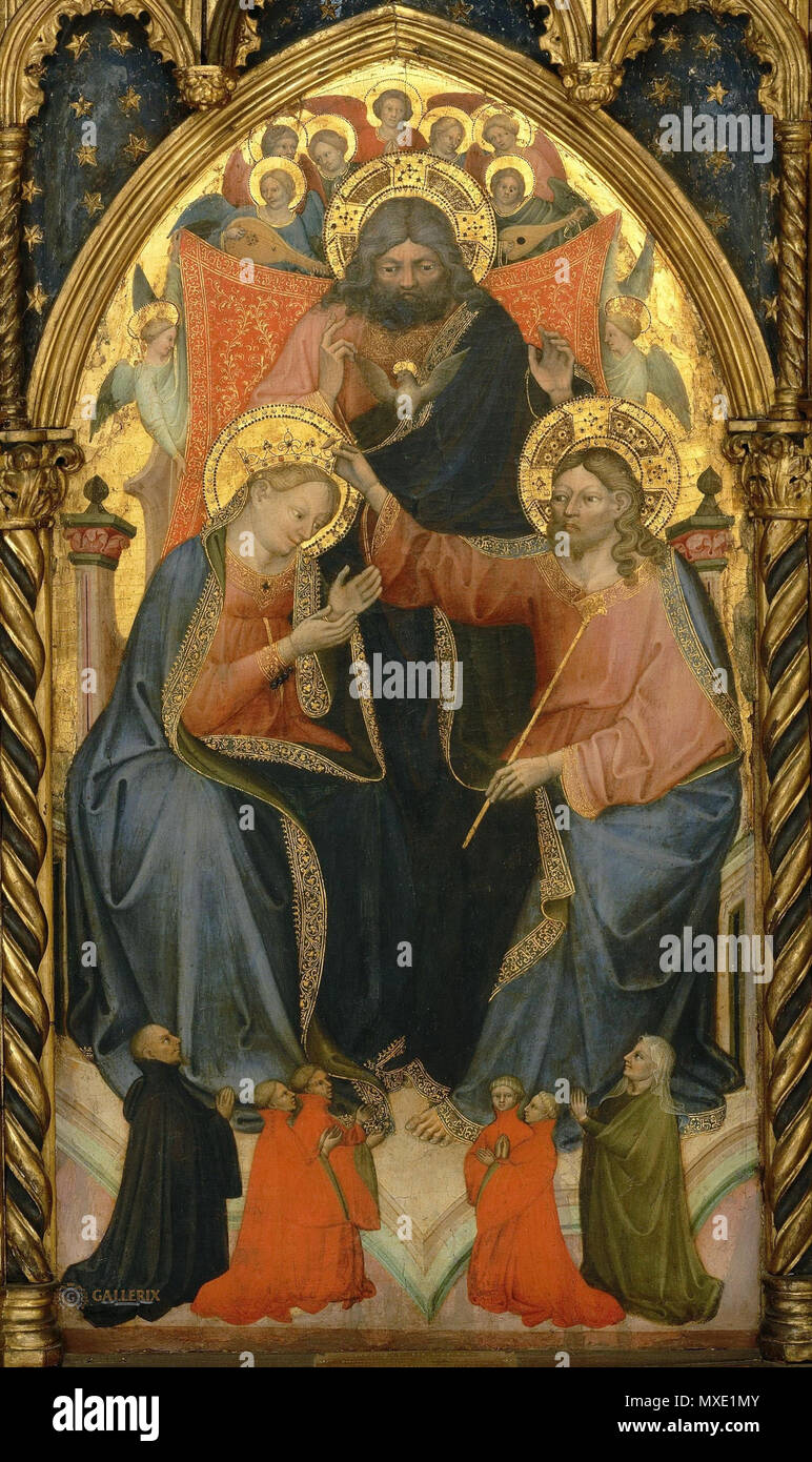 . Anglais : Nicolo di Pietro, Conoration de la Vierge, (100 x 54 cm), 1394-1404, Brera, Milan . 7 juin 2016. Nicolo di Pietro 444 Nicolo di Pietro, Conoration de la Vierge, (100 x 54 cm), 1394-1404, Brera, Milan Banque D'Images