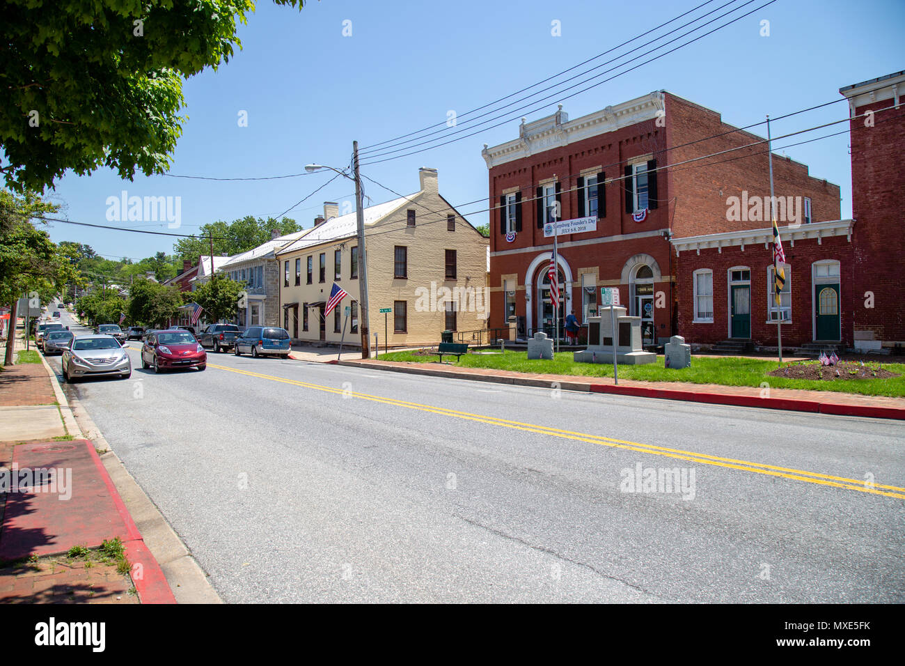 Sharpsburg, MD, USA - Le 24 mai 2018 : La rue principale de Sharpsburg est une ville historique et pittoresque, connu pour sa proximité d'Antietam, le site o Banque D'Images