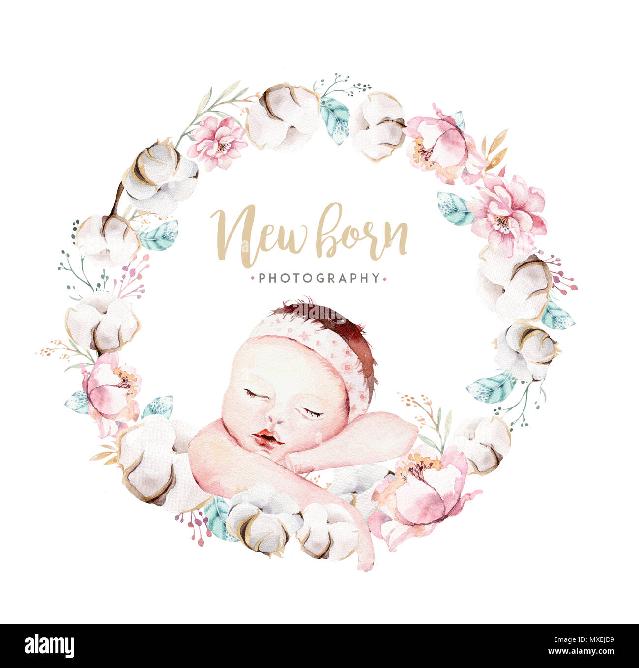 Nouveau Ne Bebe Mignon Aquarelle Nouveau Ne Garcon Fille Illustration Peinture Douche De Bebe Anniversaire Isoles Carte Peinture La Peinture Fait Main Photo Stock Alamy