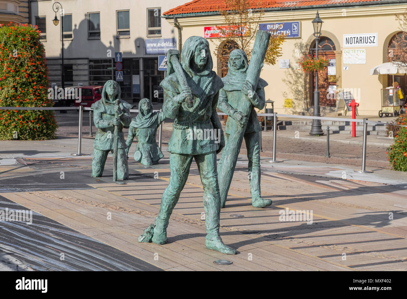 WIELICZKA, Pologne - 26 octobre 2015 : Sculpture mineurs venant de l'underground mine de sel de Wieliczka. Pologne Banque D'Images