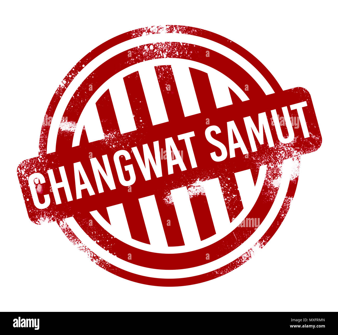 Changwat Samut Prakan - grunge stamp, bouton rouge Banque D'Images
