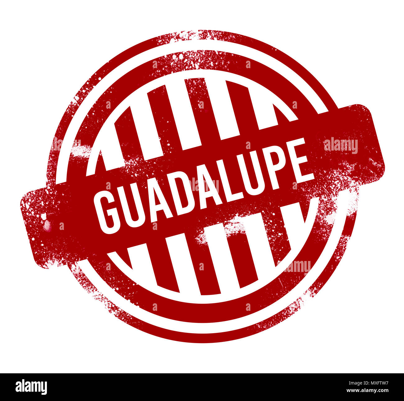 Guadalupe - grunge stamp, bouton rouge Banque D'Images