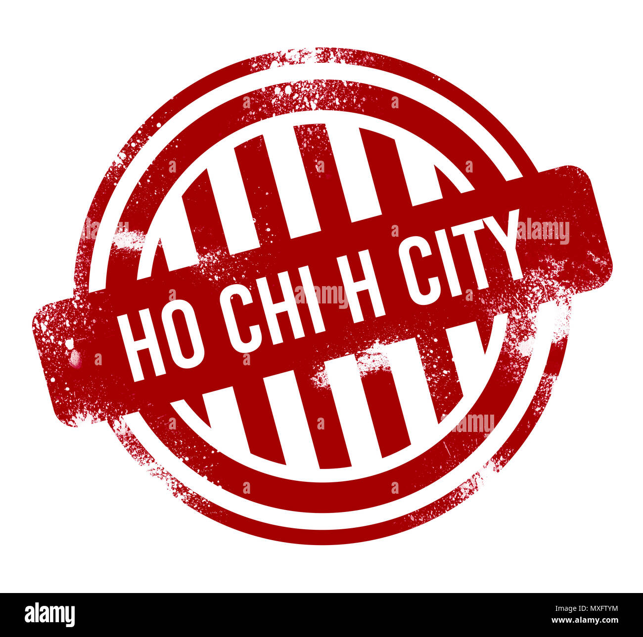 Ho Chi h City - Red grunge stamp, bouton Banque D'Images