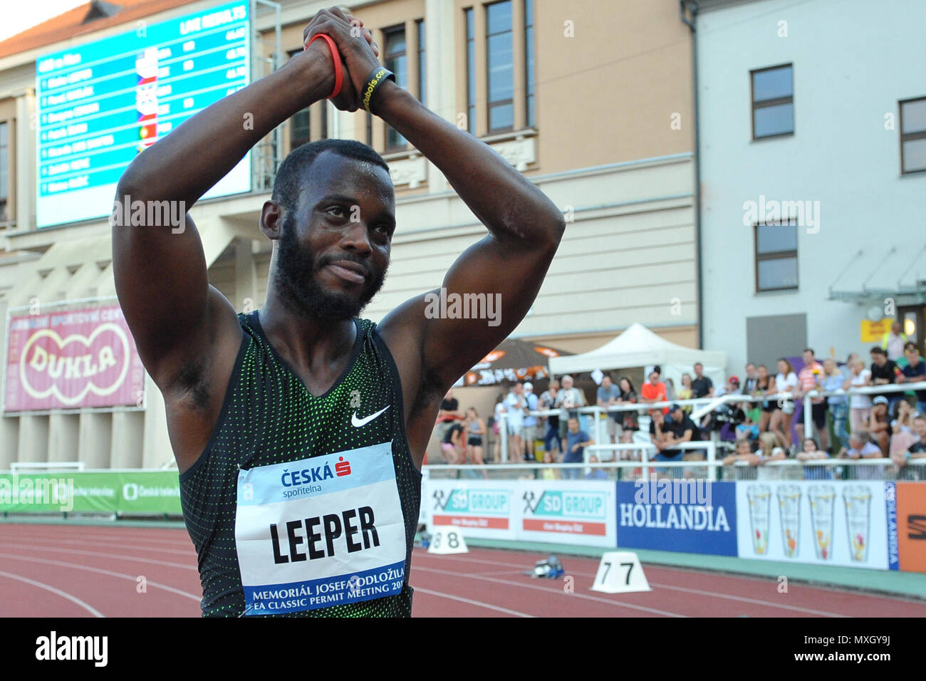 Prague, République tchèque. 4 juin, 2018. Blake Leeper de USA gagne le 400m hommes au cours de la Josef Odlozil Athlétisme Memorial Classic Premium EA Réunion à Prague en République tchèque.Le Josef Odlozil Memorial est une réunion annuelle de l'athlétisme qui a lieu en juin, au Stadion Juliska à Prague. Credit : Slavek Ruta/ZUMA/Alamy Fil Live News Banque D'Images