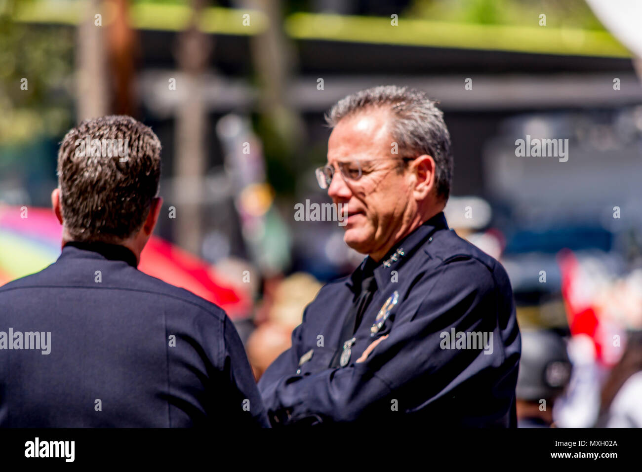 Fichier : Los Angeles, Californie, USA. Jun 4, 2018. Photo prise : Los Angeles, USA. 1er mai 2017. Los Angeles Mayor Eric Garcetti juste nommé MIchel Moore le nouveau chef de la police de Los Angeles Crédit : Chester Brown/Alamy Live News Banque D'Images