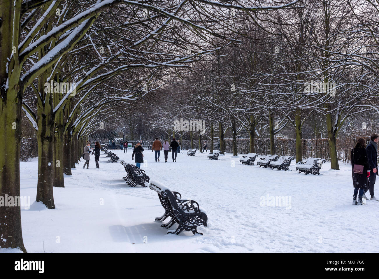 Regent's Park dans la neige, London, UK Banque D'Images