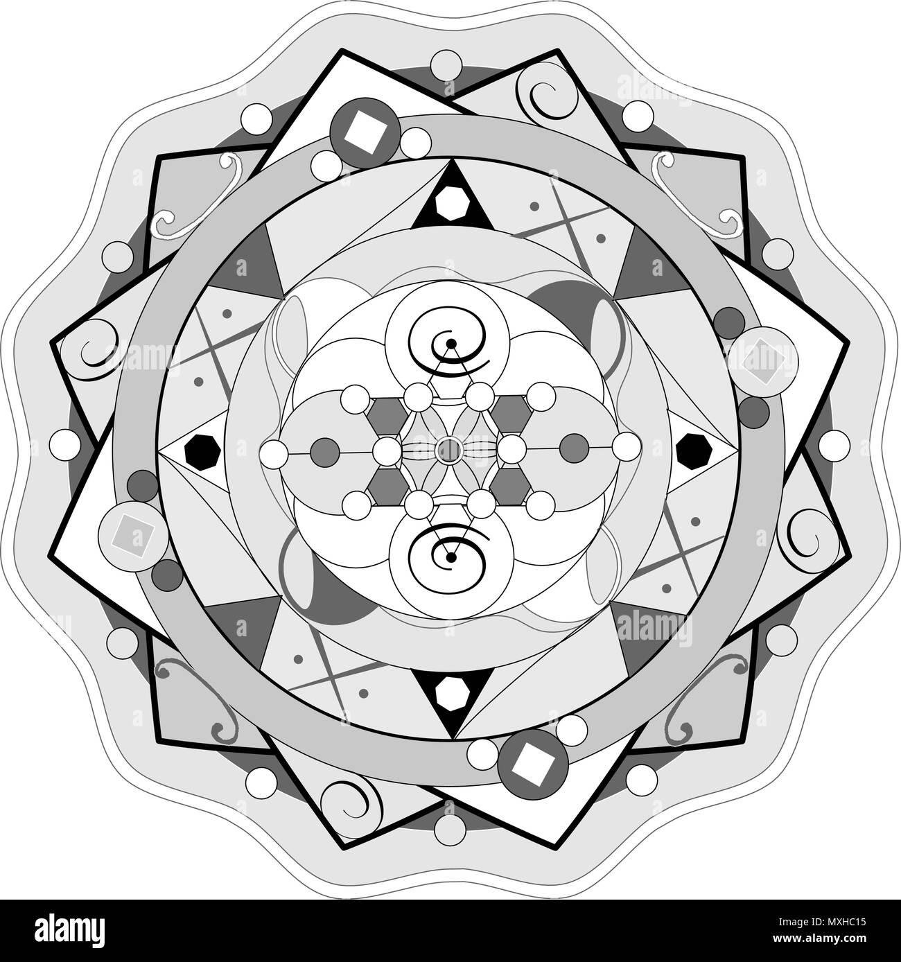 Un mandala est un symbole spirituel et rituel dans l'Hindouisme et le bouddhisme Illustration de Vecteur